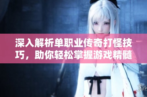 深入解析单职业传奇打怪技巧，助你轻松掌握游戏精髓